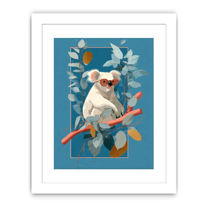 Cool koala illustration Canvas Print with eucalyptus leaves