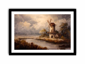 Rustic windmill landscape Canvas Print