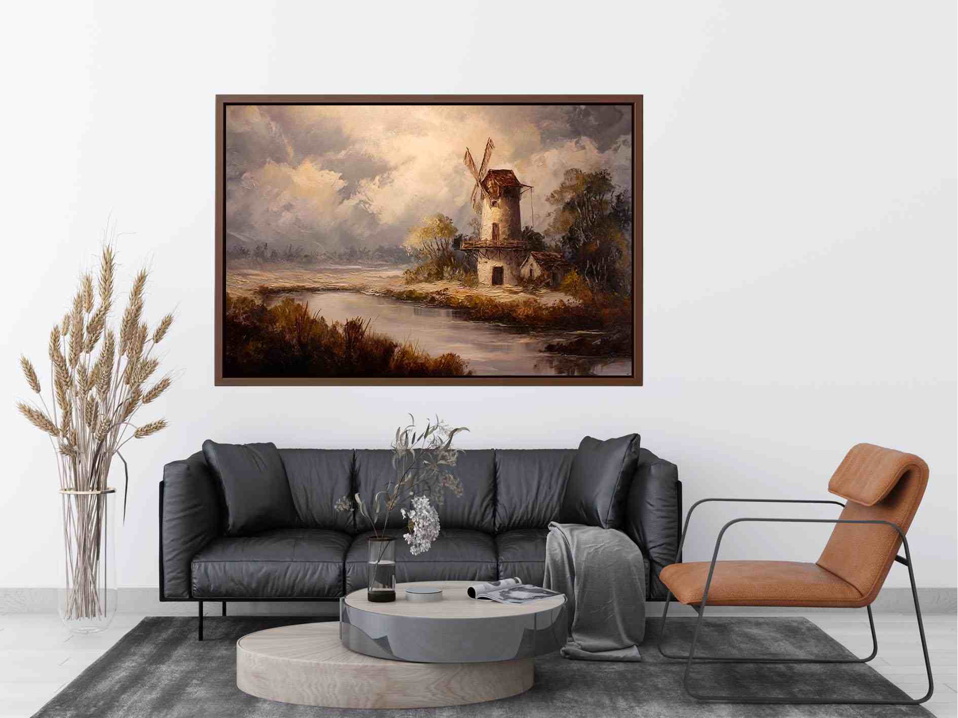 Rustic windmill landscape Canvas Print