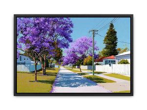 Purple jacaranda street landscape Canvas Print