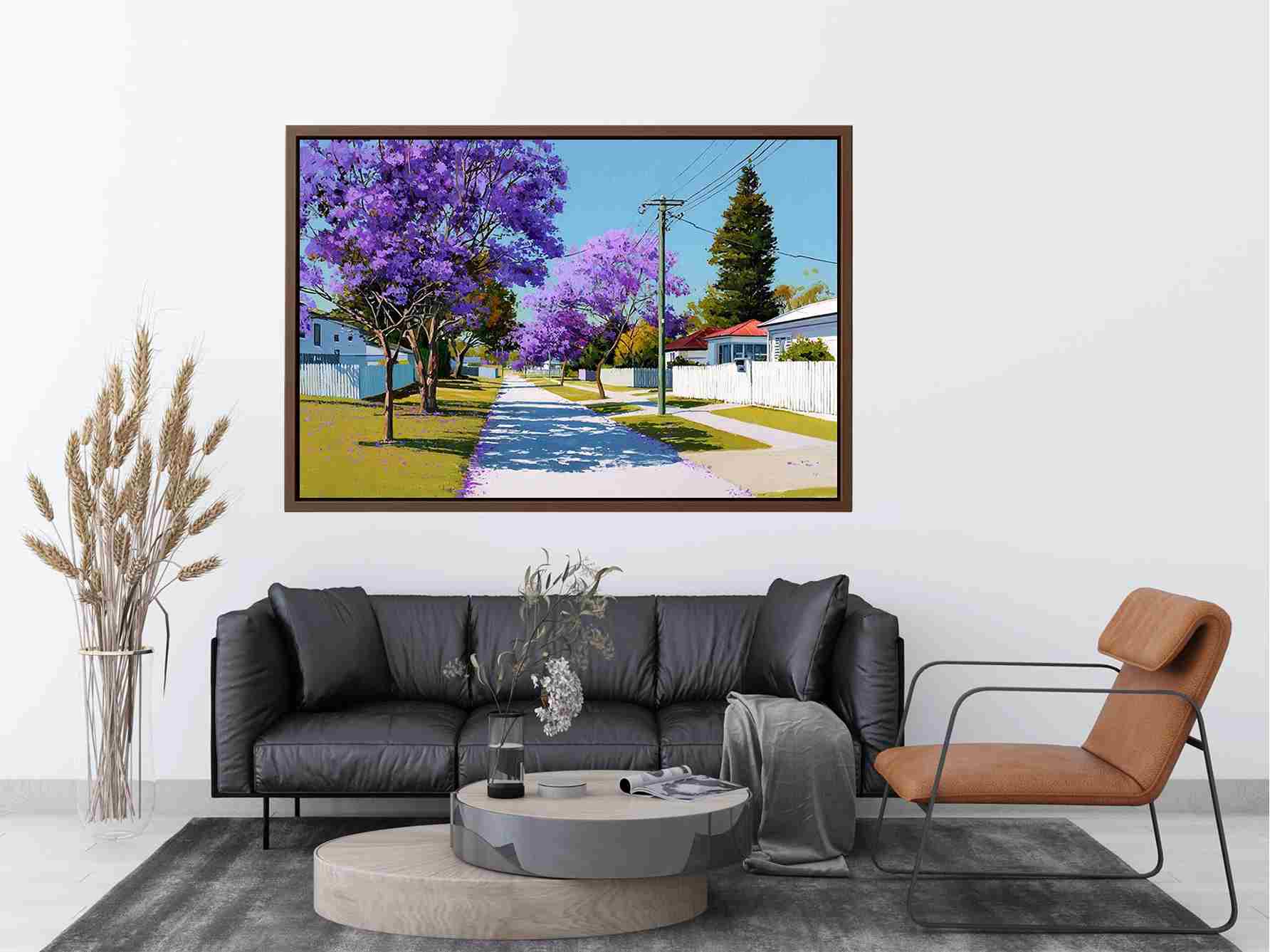 Purple jacaranda street landscape Canvas Print