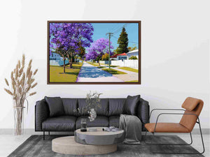 Purple jacaranda street landscape Canvas Print