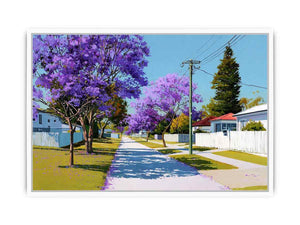 Purple jacaranda street landscape Canvas Print