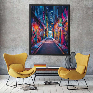 Neon graffiti alley Canvas Print