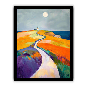 Colorful coastal lighthouse path Canvas Print