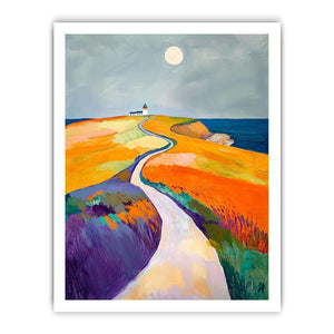 Colorful coastal lighthouse path Canvas Print