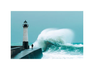 Coastal lighthouse wave Canvas Print