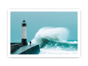 Coastal lighthouse wave Canvas Print