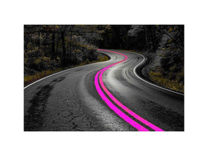 Dark forest road Canvas Print with neon pink lines