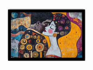 Modern romantic couple Canvas Print with yellow and patterned details