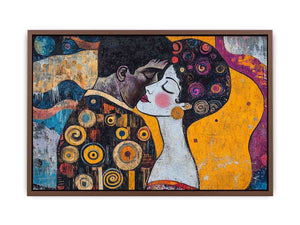 Modern romantic couple Canvas Print with yellow and patterned details