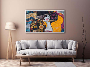 Modern romantic couple Canvas Print with yellow and patterned details