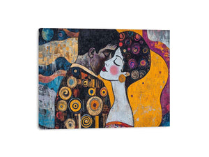 Modern romantic couple Canvas Print with yellow and patterned details