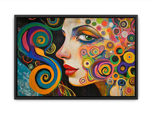 Colourful abstract woman portrait Canvas Print with spirals