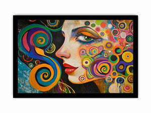 Colourful abstract woman portrait Canvas Print with spirals