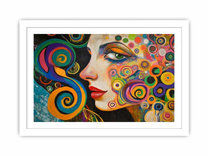 Colourful abstract woman portrait Canvas Print with spirals