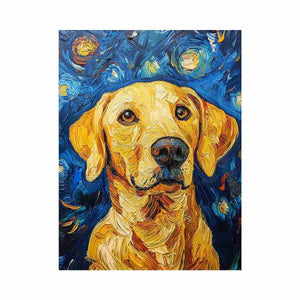 Yellow Labrador starry night Canvas Print