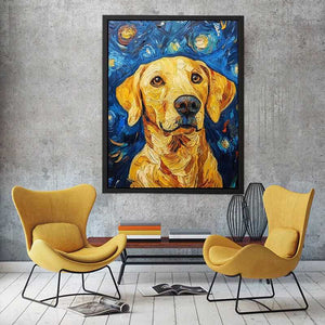 Yellow Labrador starry night Canvas Print