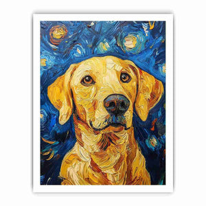 Yellow Labrador starry night Canvas Print