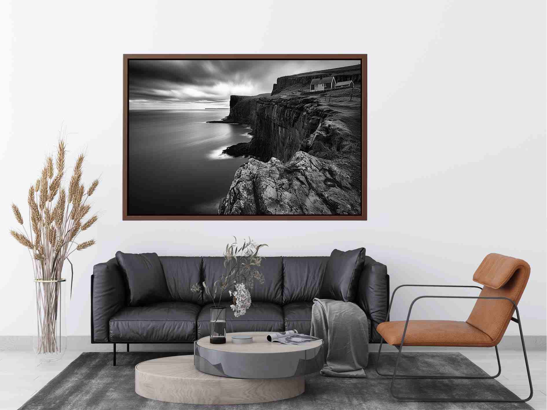 Black and white coastal cliff