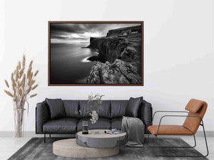 Black and white coastal cliff