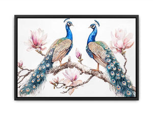 Peacock and magnolia floral artwork