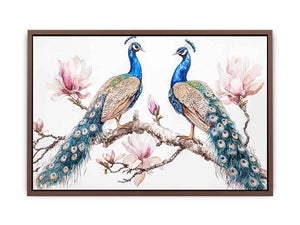 Peacock and magnolia floral artwork