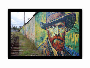 Colorful expressionist portrait mural artwork