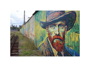 Colorful expressionist portrait mural artwork