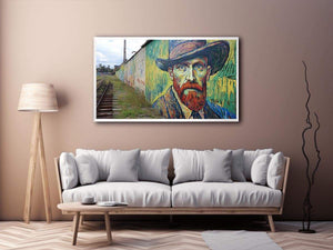 Colorful expressionist portrait mural artwork