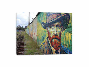 Colorful expressionist portrait mural artwork