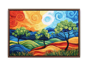 Colorful abstract landscape with trees