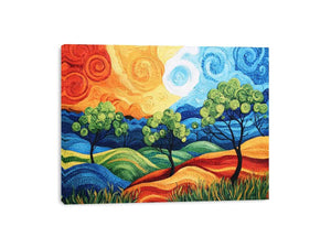 Colorful abstract landscape with trees