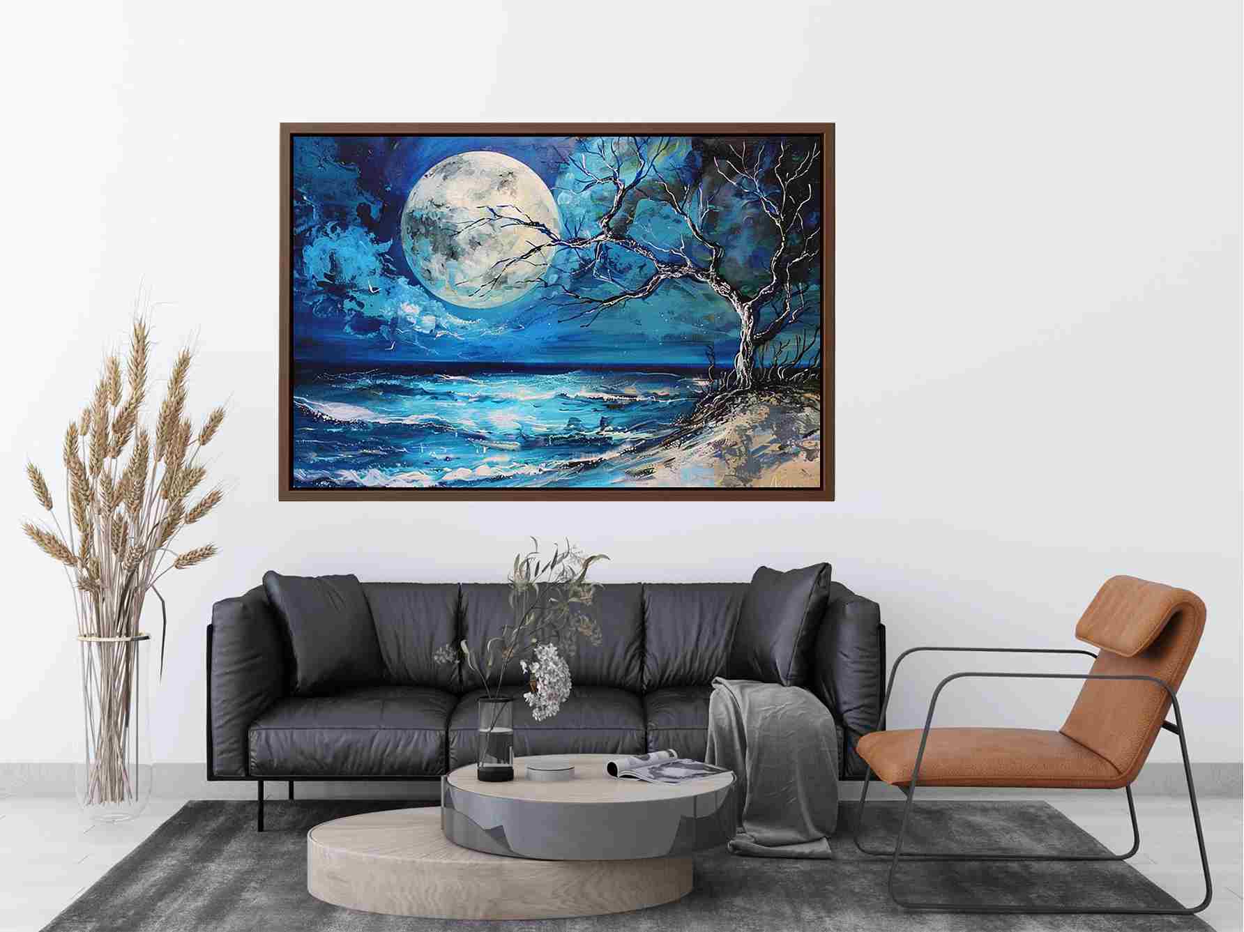 Moonlit ocean artwork