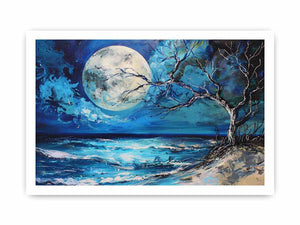 Moonlit ocean artwork