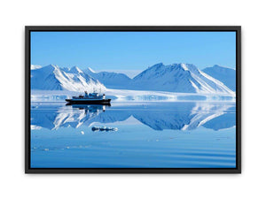 Arctic ship and snowy mountain
