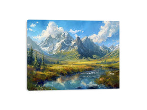 Colorful mountain valley painting