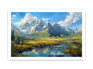 Colorful mountain valley painting