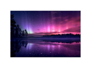 Aurora reflection above lake