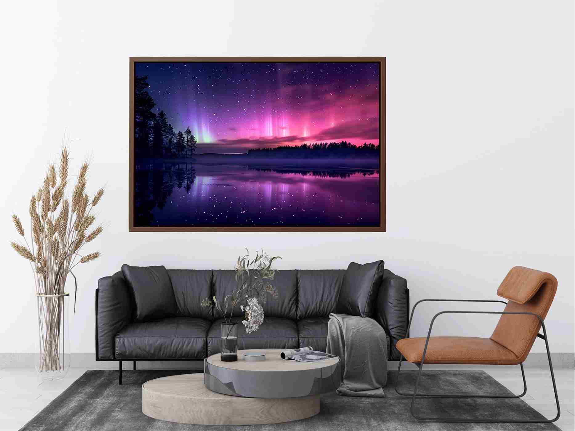 Aurora reflection above lake