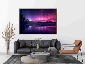 Aurora reflection above lake