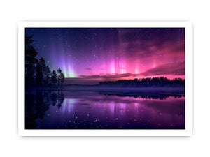 Aurora reflection above lake