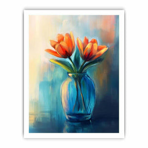 Modern tulip floral painting in vase