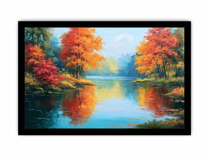 autumn lake reflection canvas art