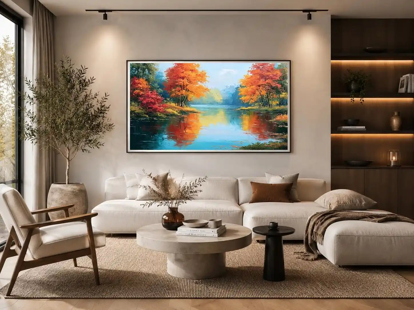 autumn lake reflection canvas art