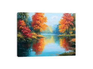 autumn lake reflection canvas art