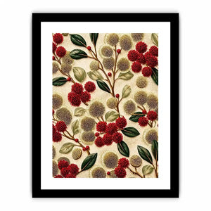 botanical floral pattern Canvas Print, red flower luxury canvas, vintage floral print design, elegant botanical decor artwork