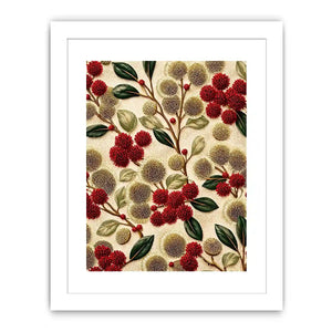 botanical floral pattern Canvas Print, red flower luxury canvas, vintage floral print design, elegant botanical decor artwork