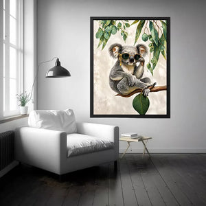 koala Canvas Print canvas, stylish animal portrait artwork, eucalyptus koala painting, modern wildlife decor