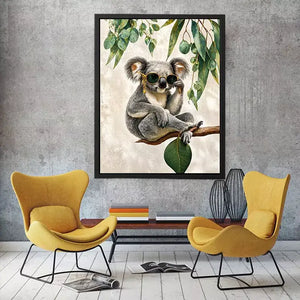 koala Canvas Print canvas, stylish animal portrait artwork, eucalyptus koala painting, modern wildlife decor